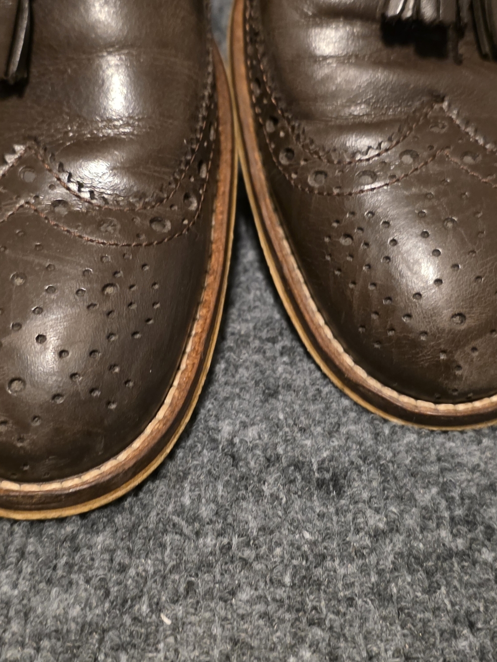 NOAK Men's Brown Leather Tassel Loafers Brogue Dress Shoes Size 10 - Picture 4 of 7